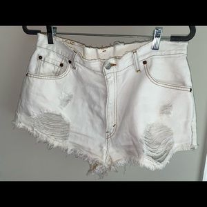 Levi’s White High Waisted Denim Shorts